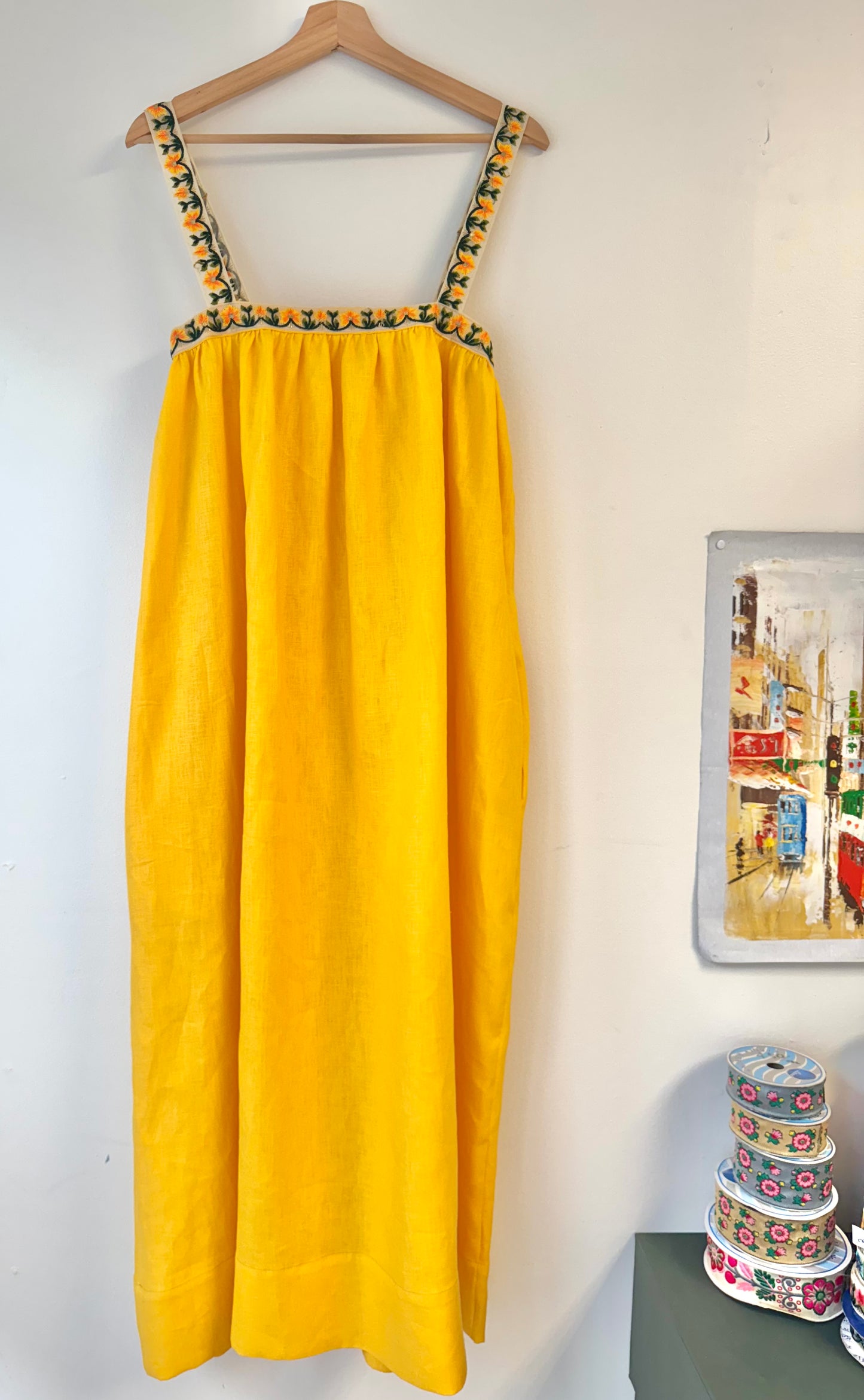 Straight Strap Dolly Dress in Hot Mustard