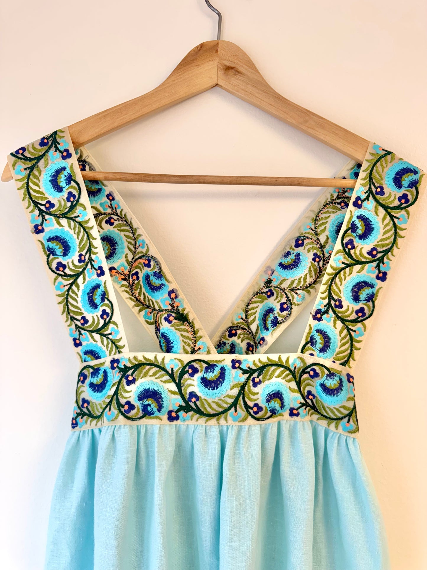 Cross-Back Dolly Dress in Aqua