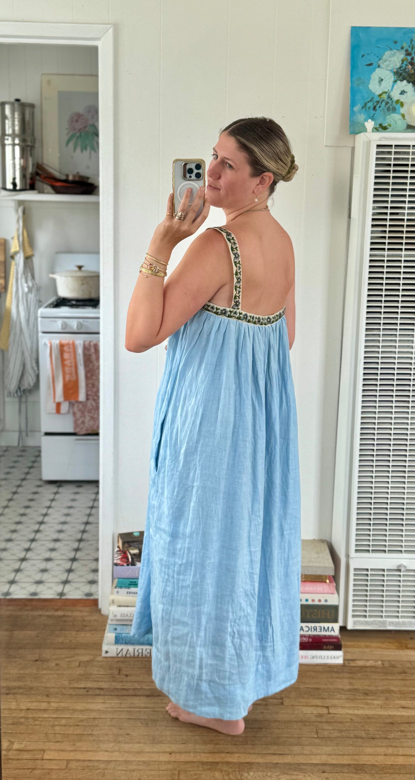 Straight Strap Dolly Dress in Powder Blue