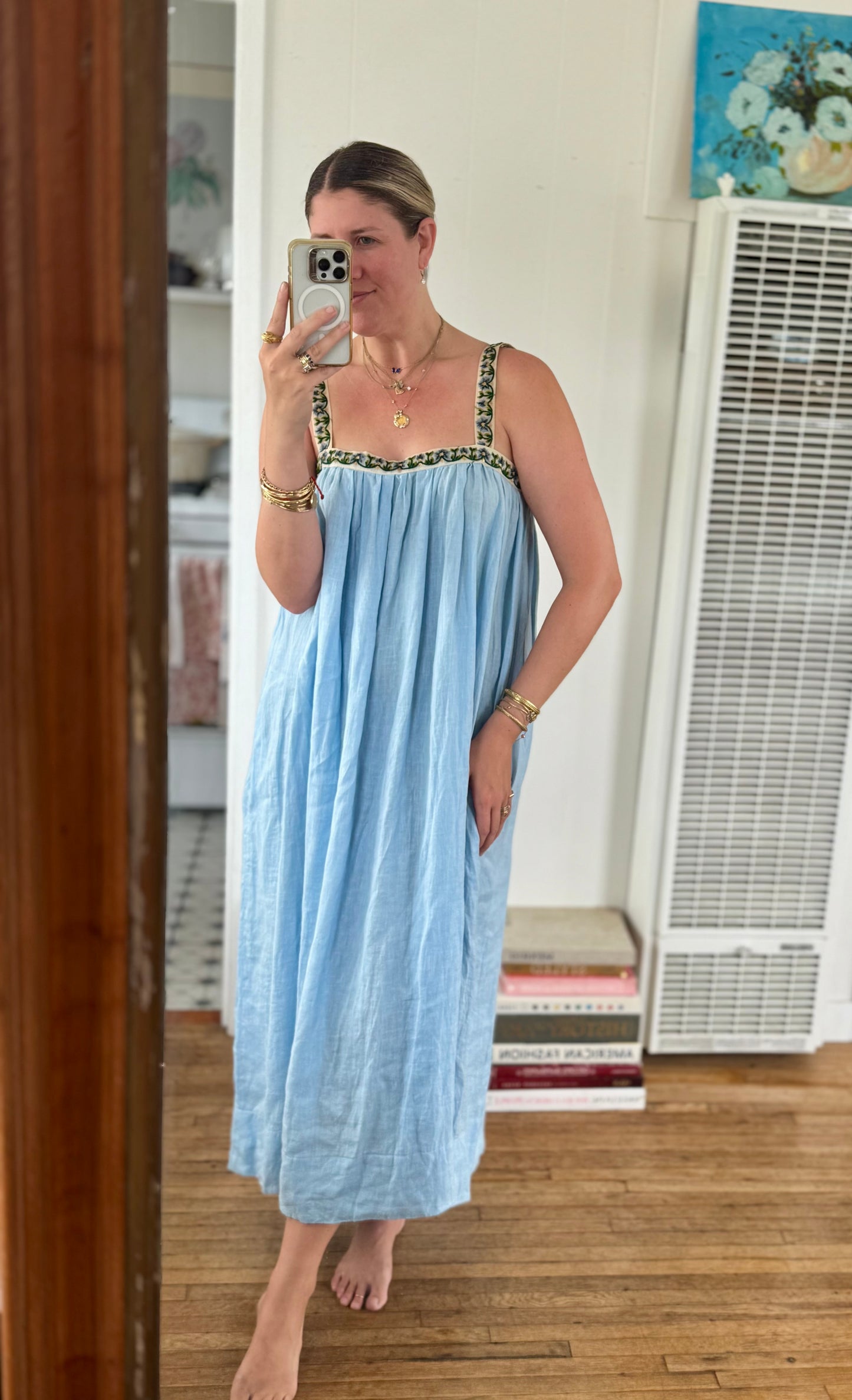 Straight Strap Dolly Dress in Powder Blue