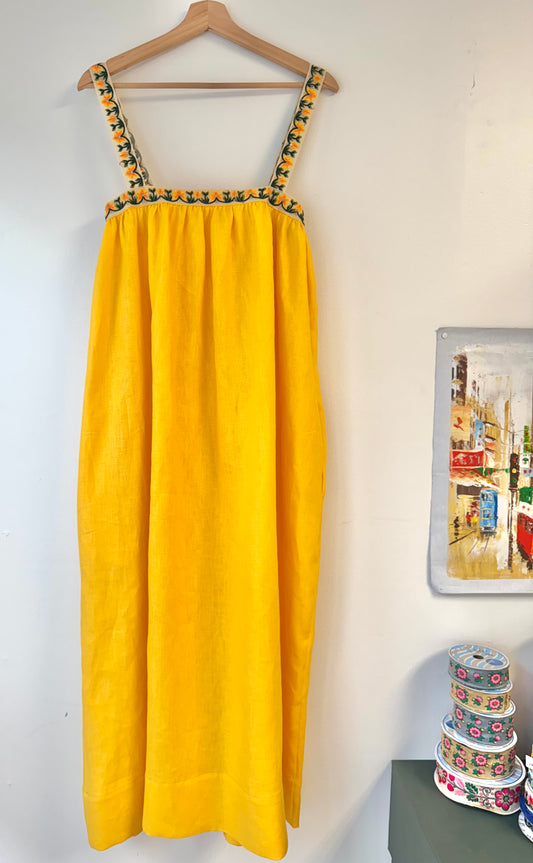 Straight Strap Dolly Dress in Hot Mustard