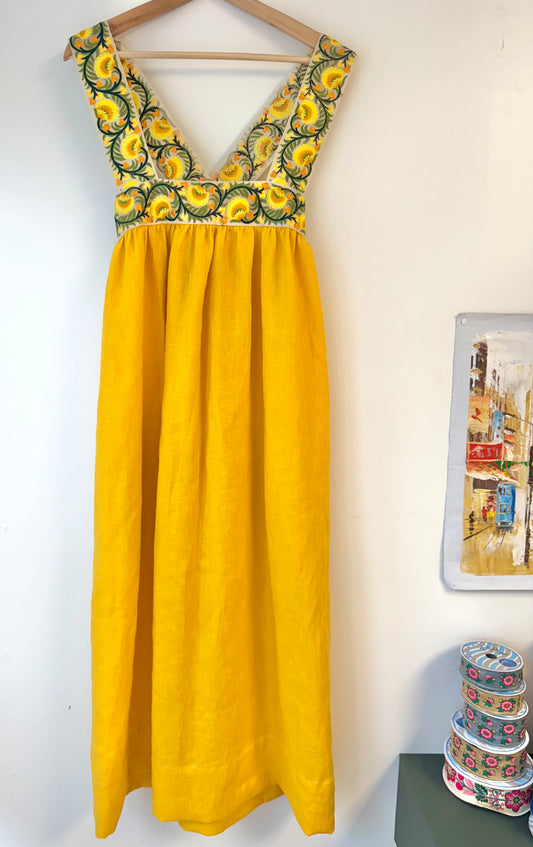 Cross-Back Dolly Dress in Hot Mustard