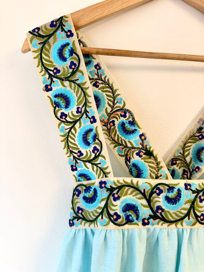 Cross-Back Dolly Dress in Aqua