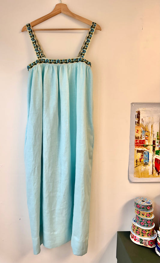 Straight Strap Dolly Dress in Aqua