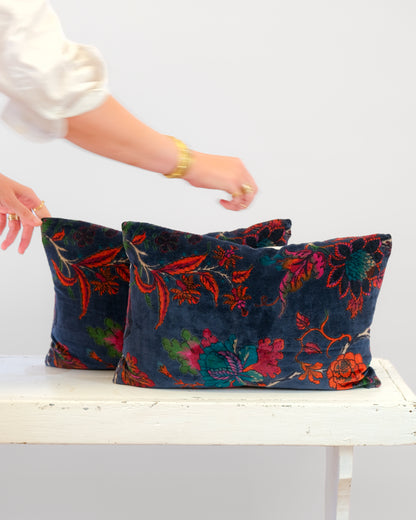 Midnight Blue Velvet Lumbar
