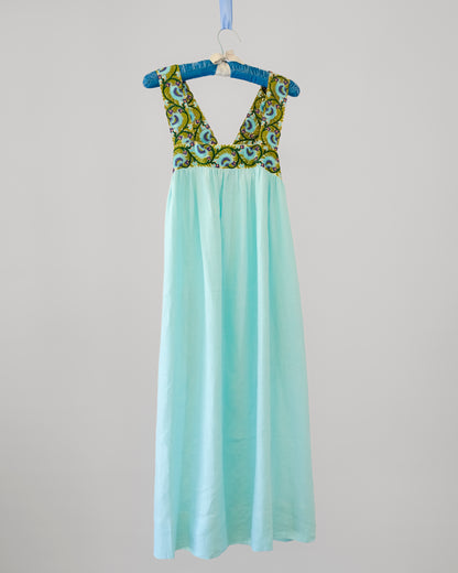 Cross-Back Dolly Dress in Aqua
