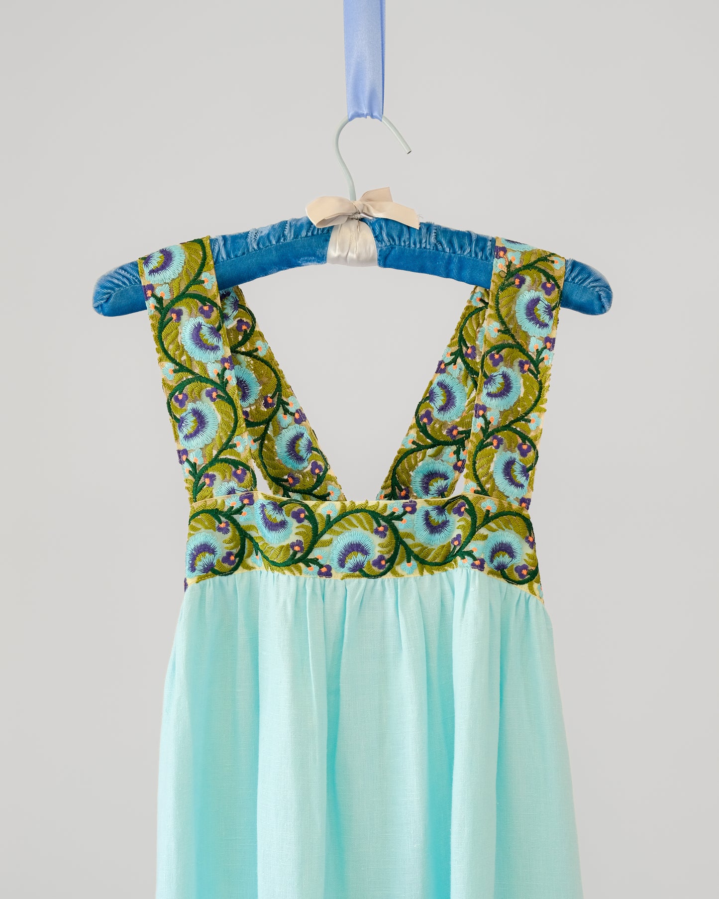 Cross-Back Dolly Dress in Aqua