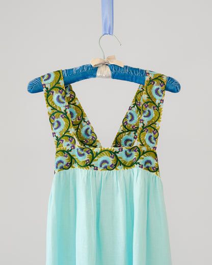 Cross-Back Dolly Dress in Aqua