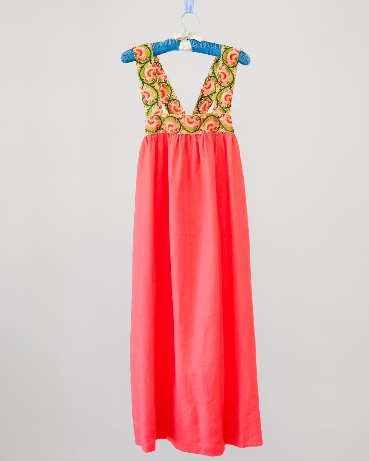 Cross-Back Dolly Dress in Coral Honeysuckle