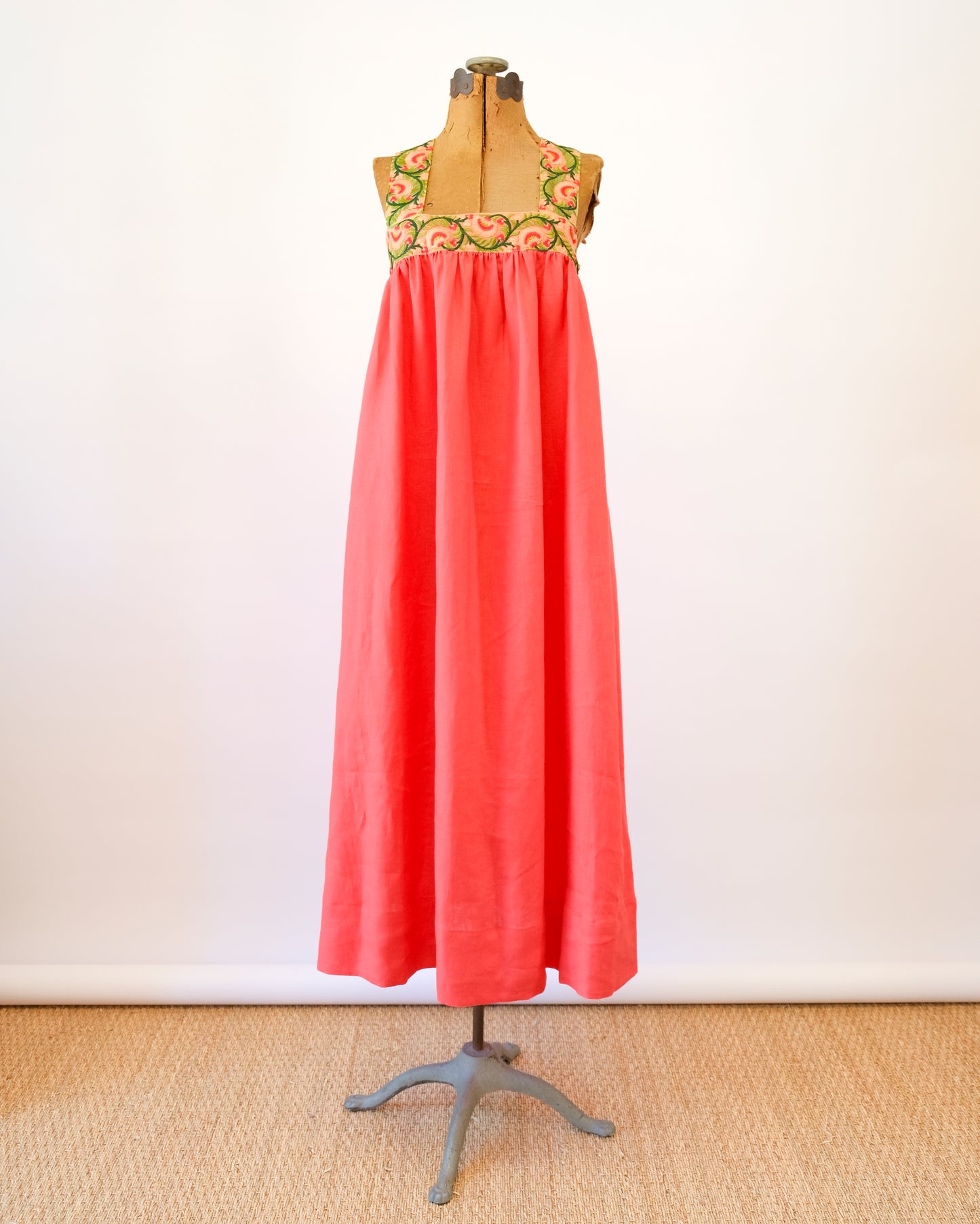 Cross-Back Dolly Dress in Coral Honeysuckle