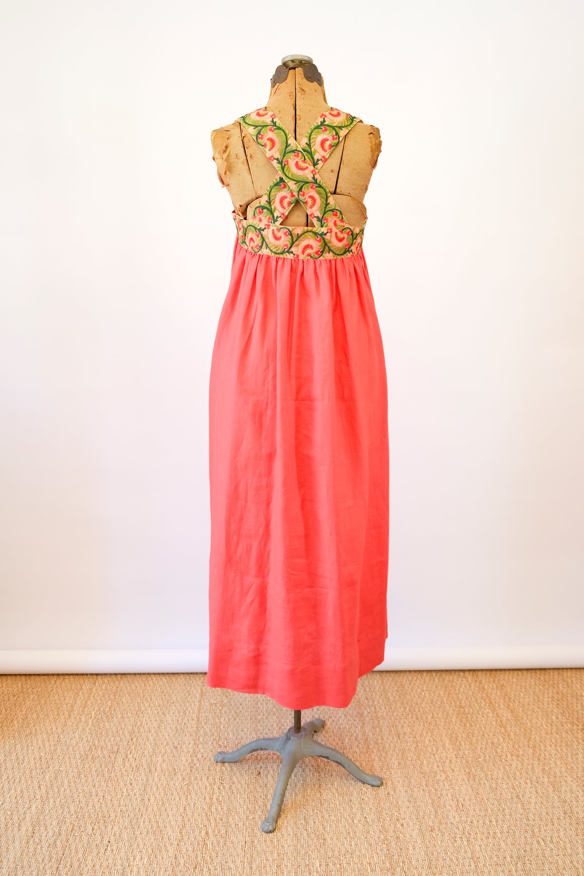 Cross-Back Dolly Dress in Coral Honeysuckle