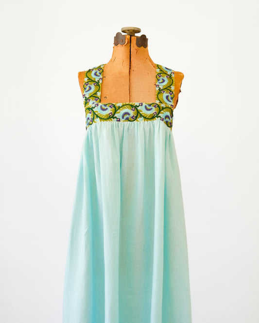 Cross-Back Dolly Dress in Aqua