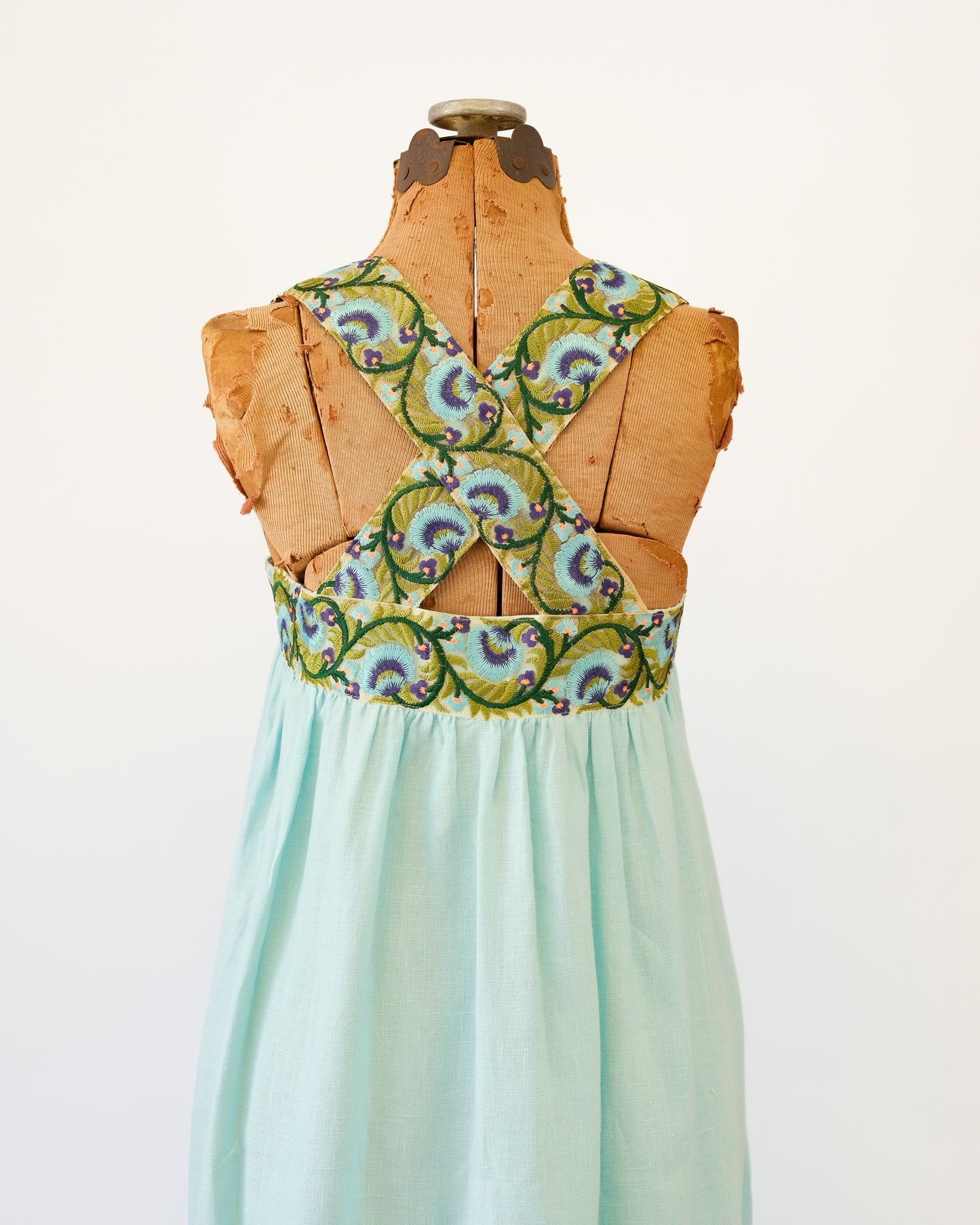 Cross-Back Dolly Dress in Aqua