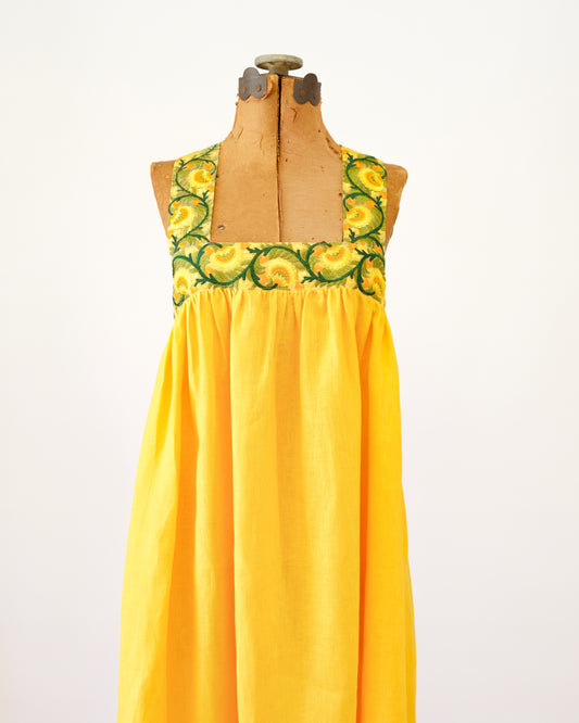 Cross-Back Dolly Dress in Hot Mustard