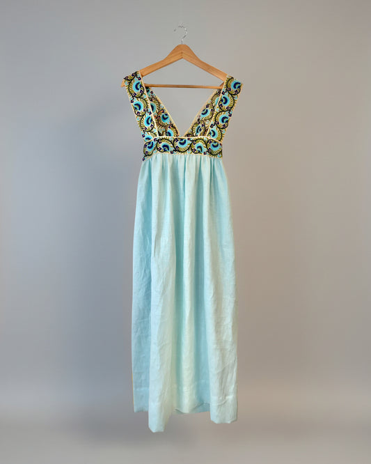 Cross-Back Dolly Dress in Aqua